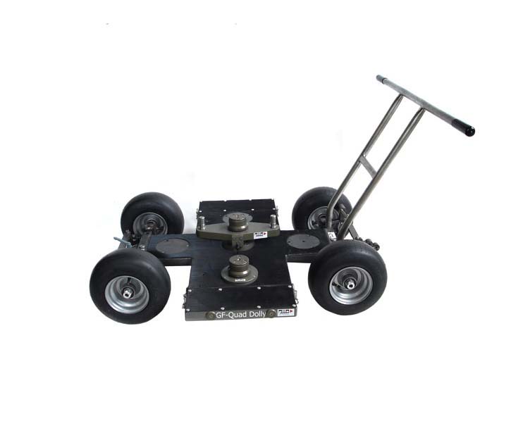 Trolley is made of aluminum with a steel finish. On the surface of the site caused the rubber layer. The trolley is installed telescopic column for mounting the camera and seat for the operator. Is driven manually.